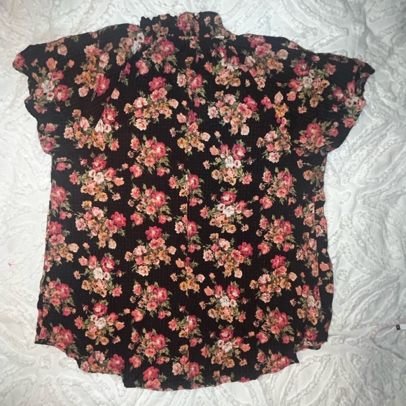Lane Bryant Floral Shirt Lightweight Summer Top Ruffle Elastic Mock Neck Blouse - Picture 7 of 7